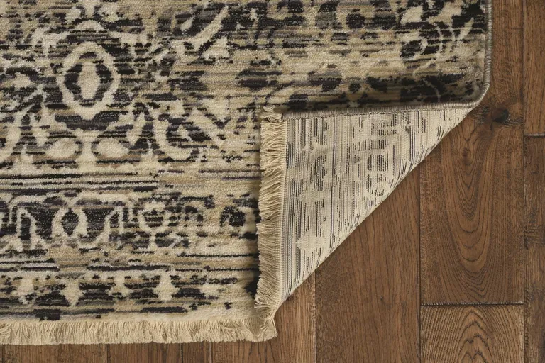 Sand or Charcoal Medallion Bordered Area Rug Photo 1