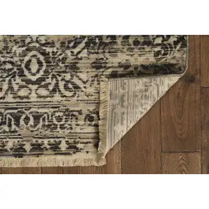 Photo of Sand or Charcoal Medallion Bordered Area Rug