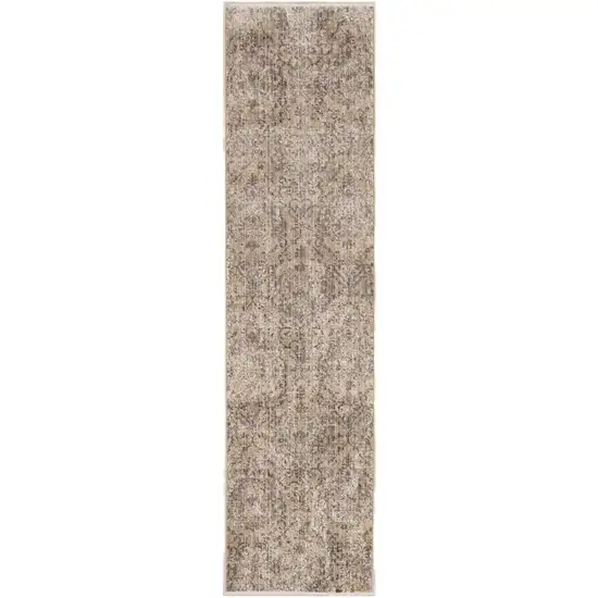 8' Sand Or Charcoal Polypropylene Runner Rug Photo 1