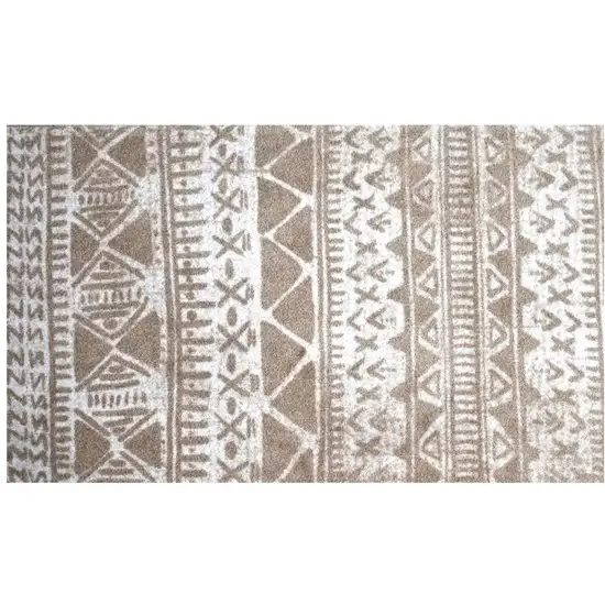 Sandy Tan and White Zigs and Zags Washable Floor Mat Photo 1