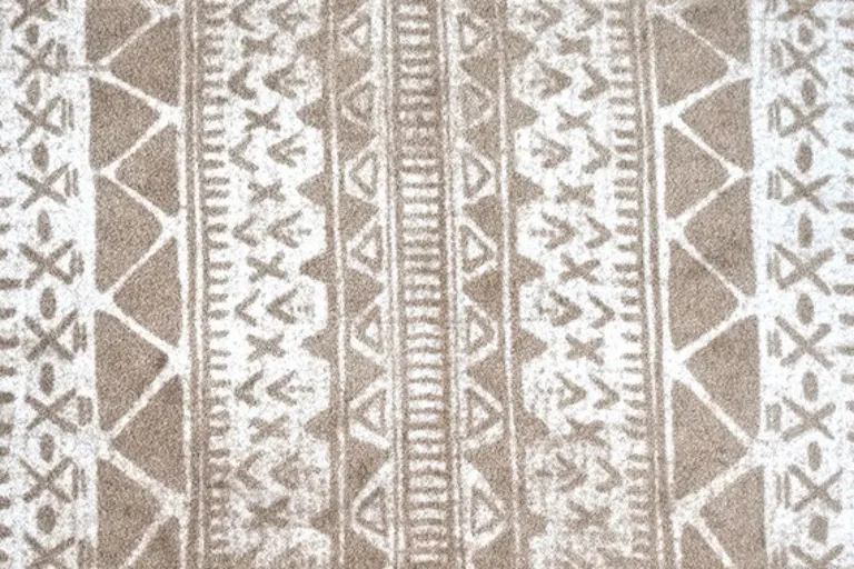 Sandy Tan and White Zigs and Zags Washable Runner Rug Photo 2