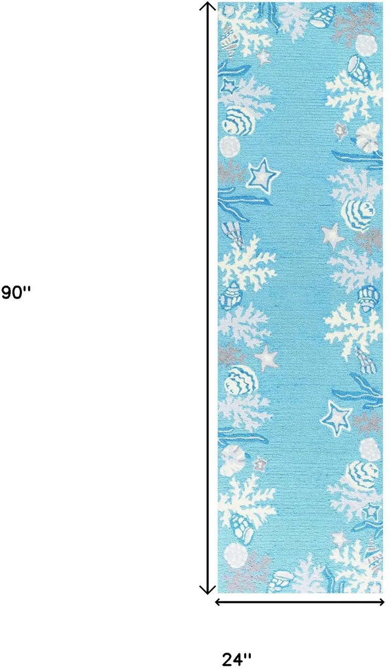 Sea Blue Costal Runner Rug Photo 4