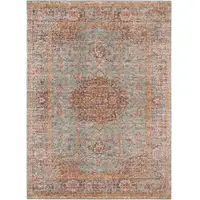 Photo of Sea Green Medallion Power Loom Area Rug With Fringe