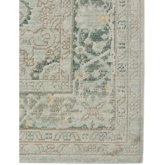 Sea Green Medallion Power Loom Area Rug Photo 2