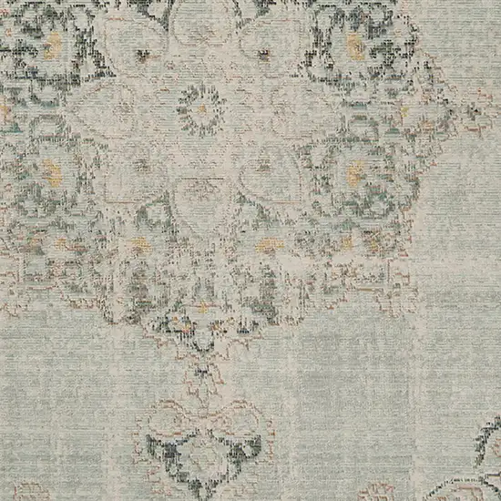 Sea Green Medallion Power Loom Area Rug Photo 7