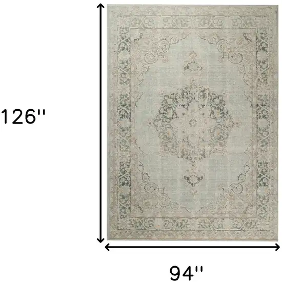 Sea Green Medallion Power Loom Area Rug Photo 6