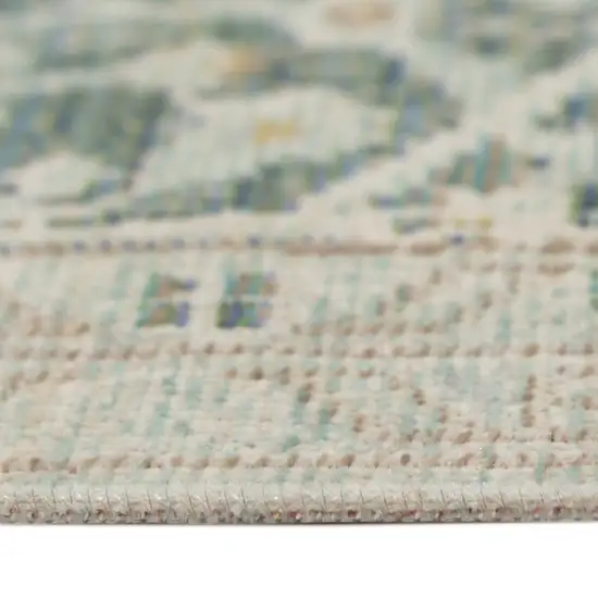 Sea Green Medallion Power Loom Area Rug Photo 8