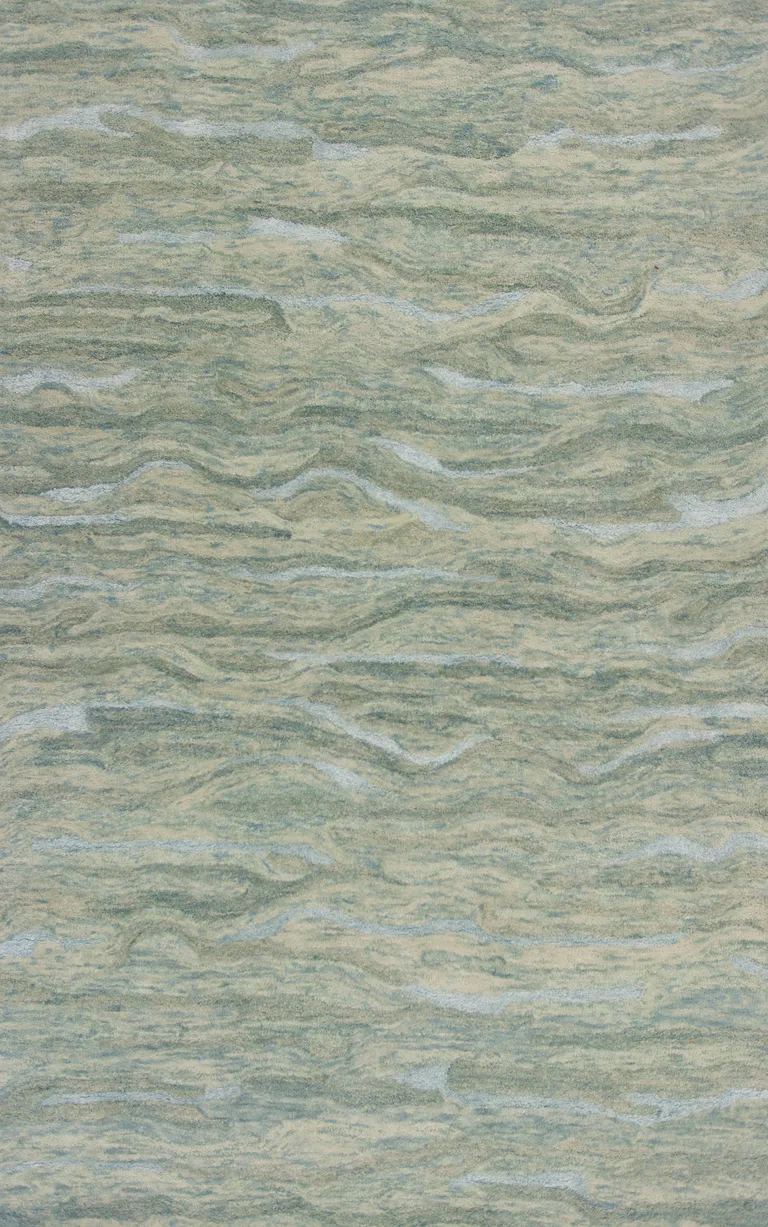 Seafoam Blue Hand Tufted Abstract Indoor Area Rug Photo 2