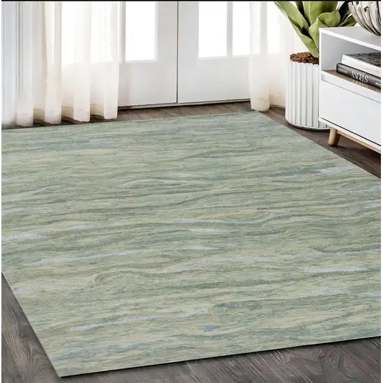 Seafoam Blue Hand Tufted Abstract Indoor Area Rug Photo 1