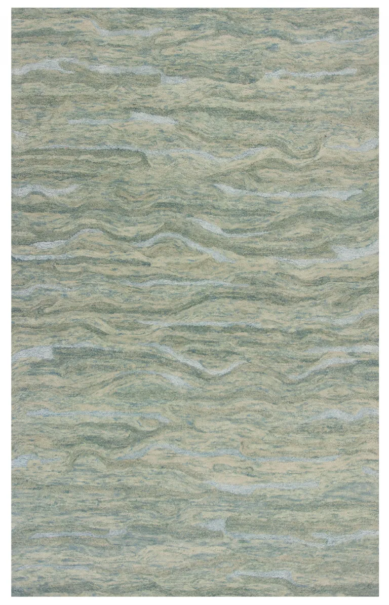 Seafoam Blue Hand Tufted Abstract Indoor Area Rug Photo 1