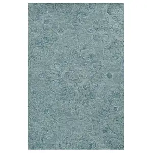 Photo of Seafoam Blue Hand Tufted Floral Indoor Area Rug