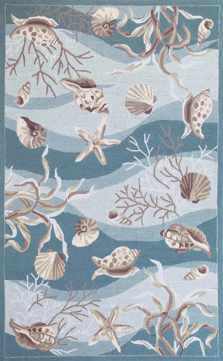 Seafoam Corals and Shells Area Rug Photo 1