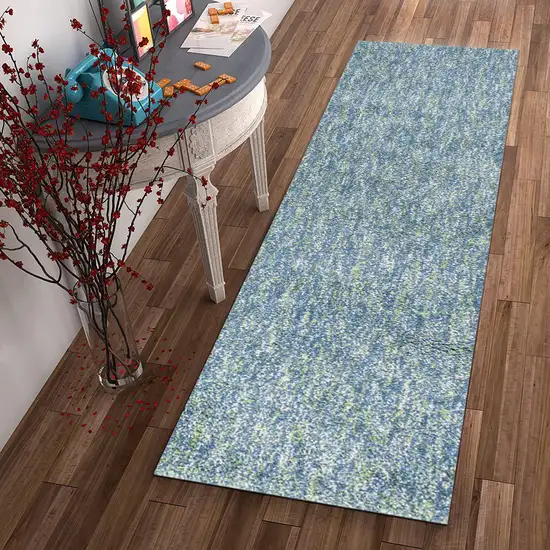 Seafoam Heather Indoor Shag Runner Rug Photo 4