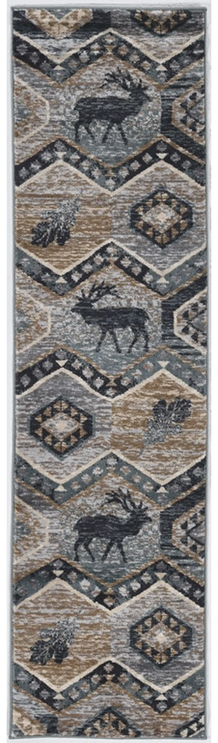 Seafoam Machine Woven Geometric Lodge Indoor Runner Rug Photo 2