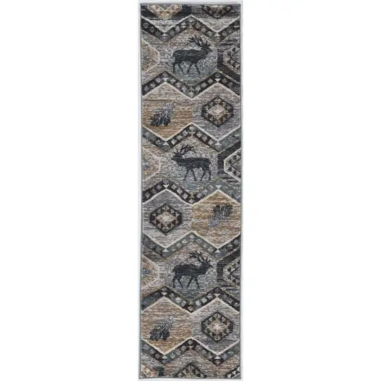 Seafoam Machine Woven Geometric Lodge Indoor Runner Rug Photo 2