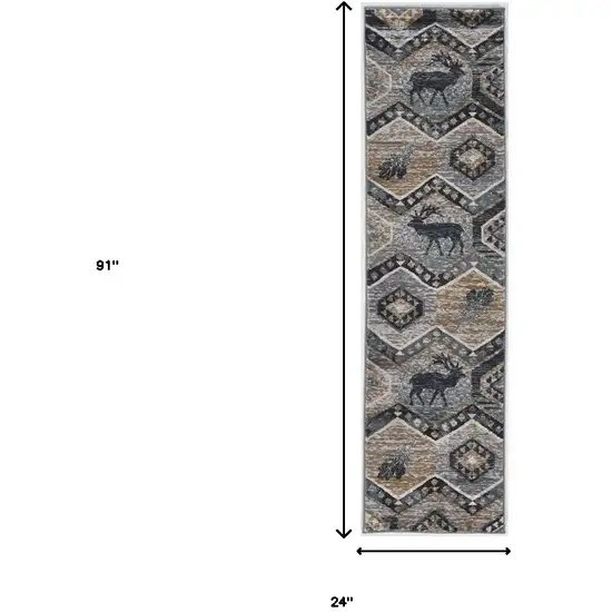 Seafoam Machine Woven Geometric Lodge Indoor Runner Rug Photo 4