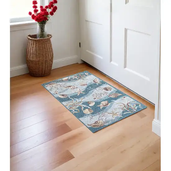 Beige and Ivory Seashell and Coral Hand Tufted Area Rug Photo 1