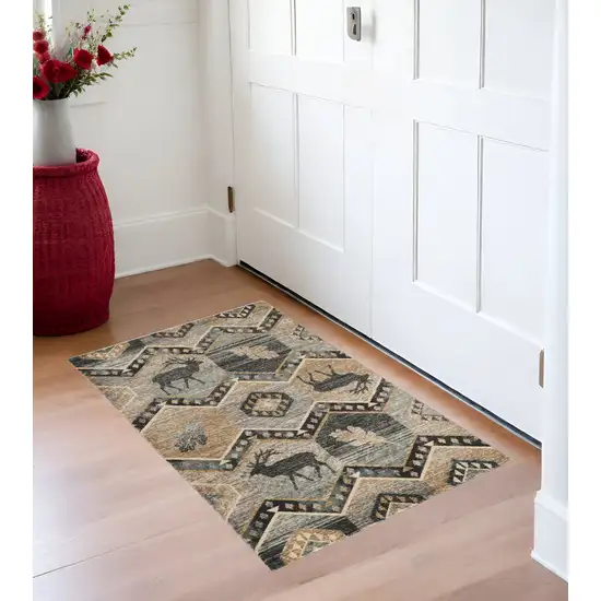 Beige and Ivory Woodland Lodge Area Rug Photo 1