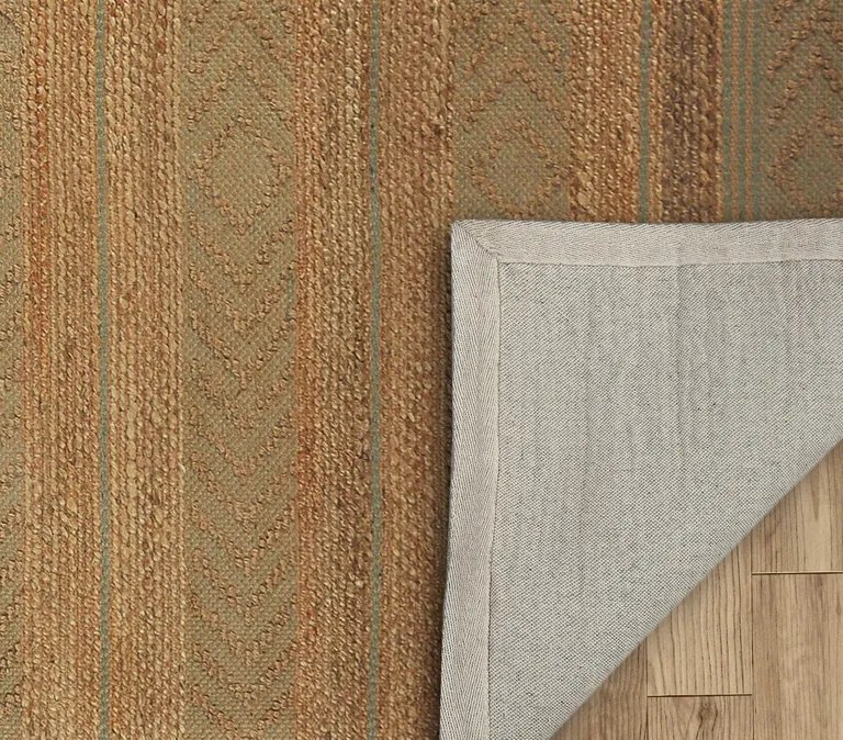 Seafoam and Tan Bohemian Striped Area Rug Photo 3