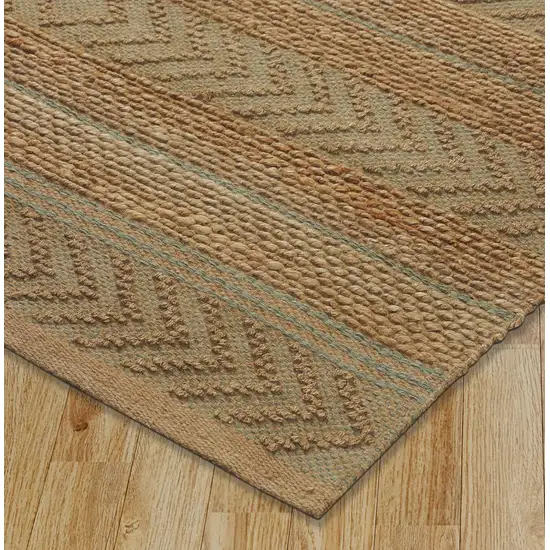 Seafoam and Tan Bohemian Striped Area Rug Photo 4