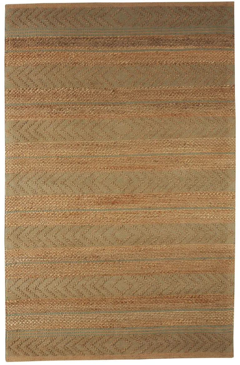 Seafoam and Tan Bohemian Striped Area Rug Photo 1