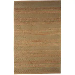 Photo of Seafoam and Tan Bohemian Striped Area Rug