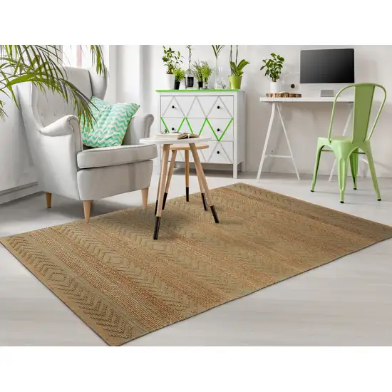 Seafoam and Tan Bohemian Striped Area Rug Photo 6