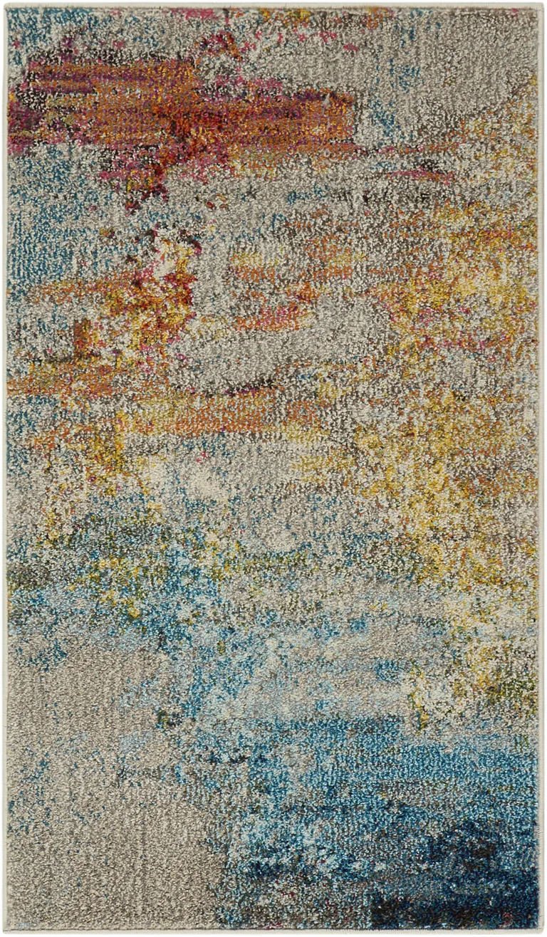 Sealife Abstract Power Loom Non Skid Area Rug Photo 1