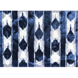 Photo of Shades of Blue Abstract Stripes Washable Floor Mat