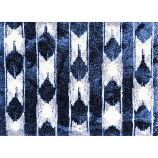 Shades of Blue Abstract Stripes Washable Floor Mat Photo 1