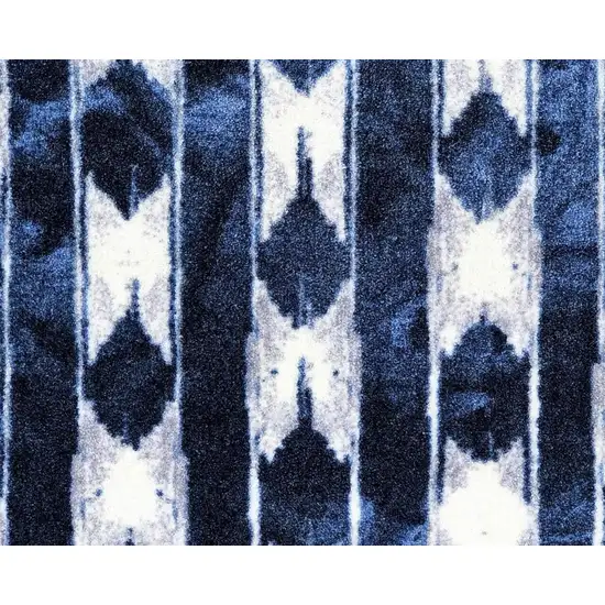 Shades of Blue Abstract Stripes Washable Floor Mat Photo 3