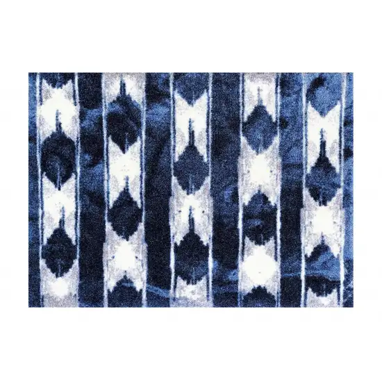 Shades of Blue Abstract Stripes Washable Floor Mat Photo 2