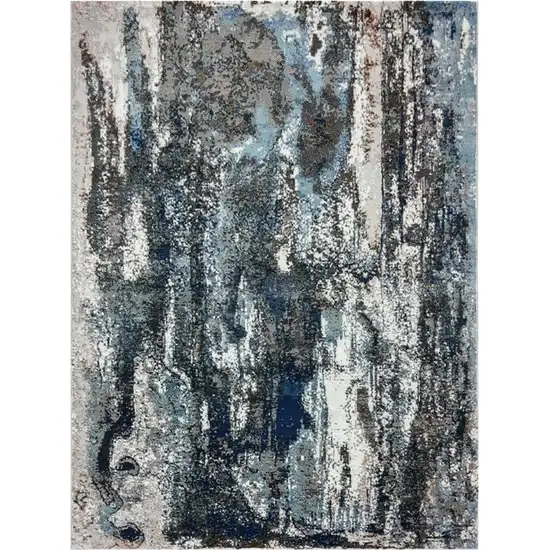 Shades of Blue and Gray Abstract Marble Area Rug Photo 2