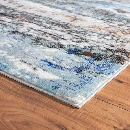 Shades of Blue and Gray Abstract Marble Area Rug Photo 5