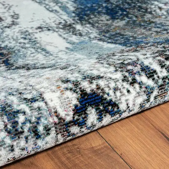 Shades of Blue and Gray Abstract Marble Area Rug Photo 6