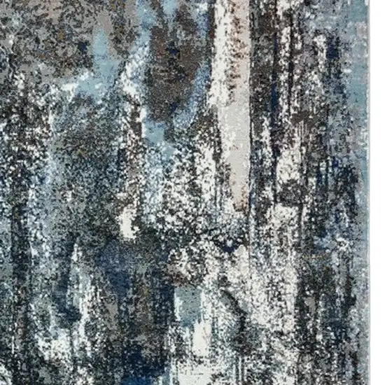 Shades of Blue and Gray Abstract Marble Area Rug Photo 8