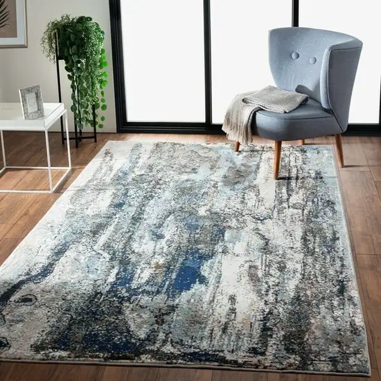 Shades of Blue and Gray Abstract Marble Area Rug Photo 7