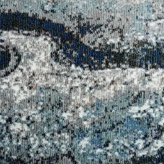 Shades of Blue and Gray Abstract Marble Area Rug Photo 2