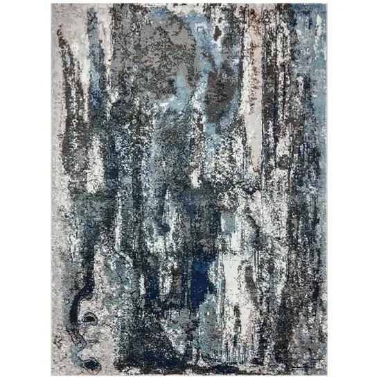 Shades of Blue and Gray Abstract Marble Area Rug Photo 2