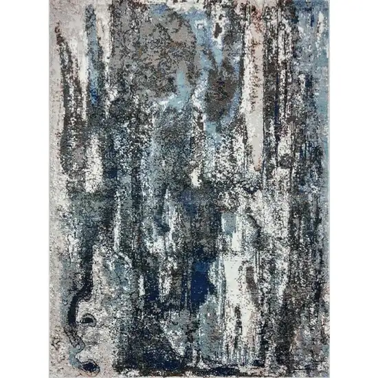 Shades of Blue and Gray Abstract Marble Area Rug Photo 1