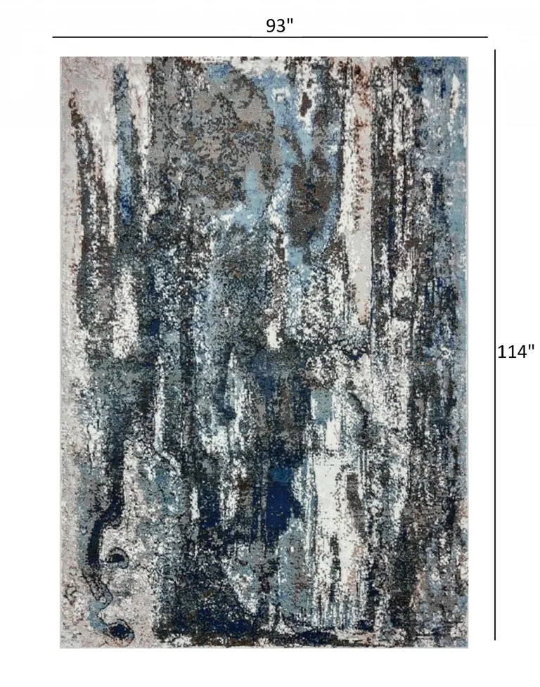 Shades of Blue and Gray Abstract Marble Area Rug Photo 5