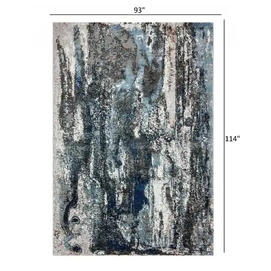 Shades of Blue and Gray Abstract Marble Area Rug Photo 5