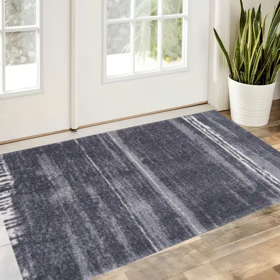 Shades of Gray Brushstokes Washable Floor Mat Photo 1