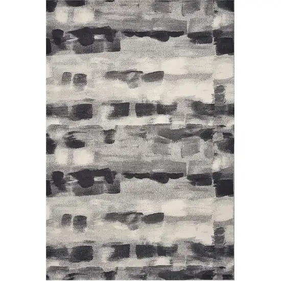 8'X11' Shades Of Grey Machine Woven Abstract Brushstroke Indoor Area Rug Photo 2