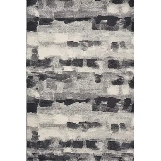 8'X11' Shades Of Grey Machine Woven Abstract Brushstroke Indoor Area Rug Photo 5