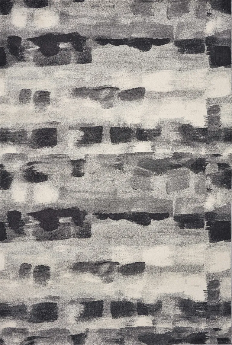 Shades of Grey Machine Woven Abstract Brushstroke Indoor Area Rug Photo 1