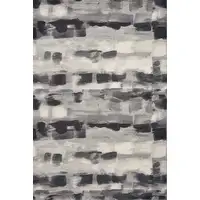 Photo of Shades of Grey Machine Woven Abstract Brushstroke Indoor Area Rug