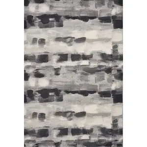 Photo of Shades of Grey Machine Woven Abstract Brushstroke Indoor Area Rug