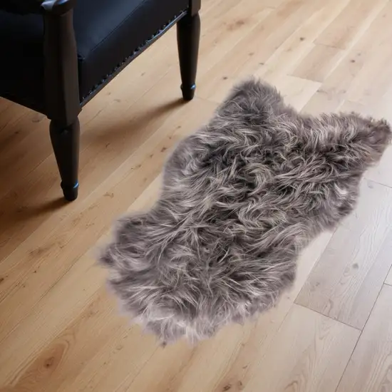 Gray Sheepskin Handmade Non Skid Area Rug Photo 1