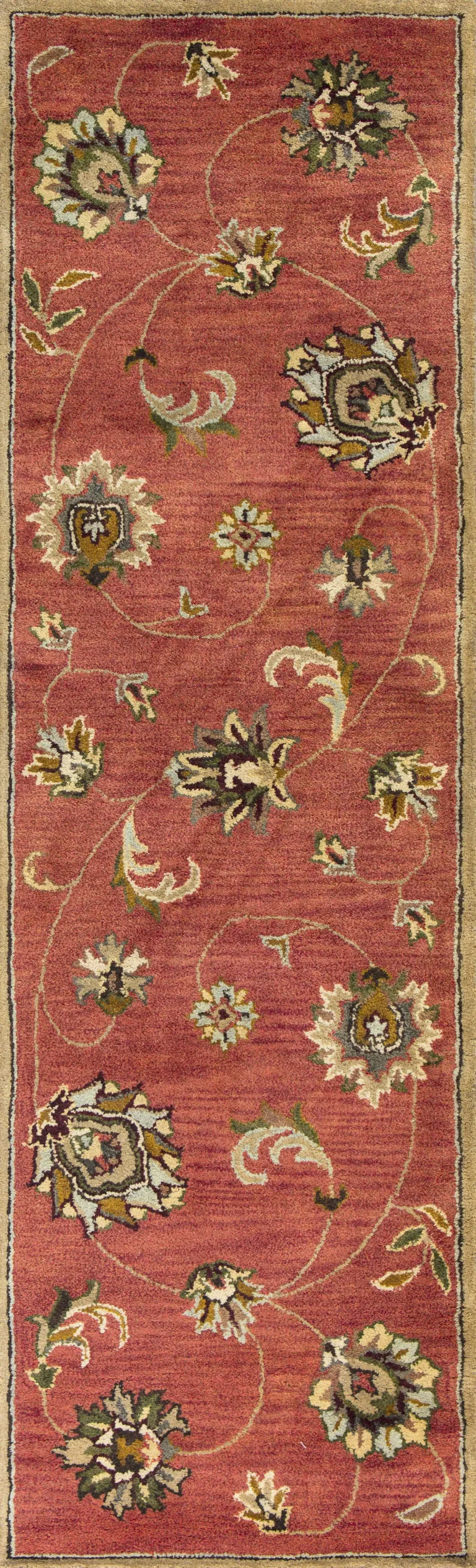 Sienna Floral Vines Wool Runner Rug Photo 1